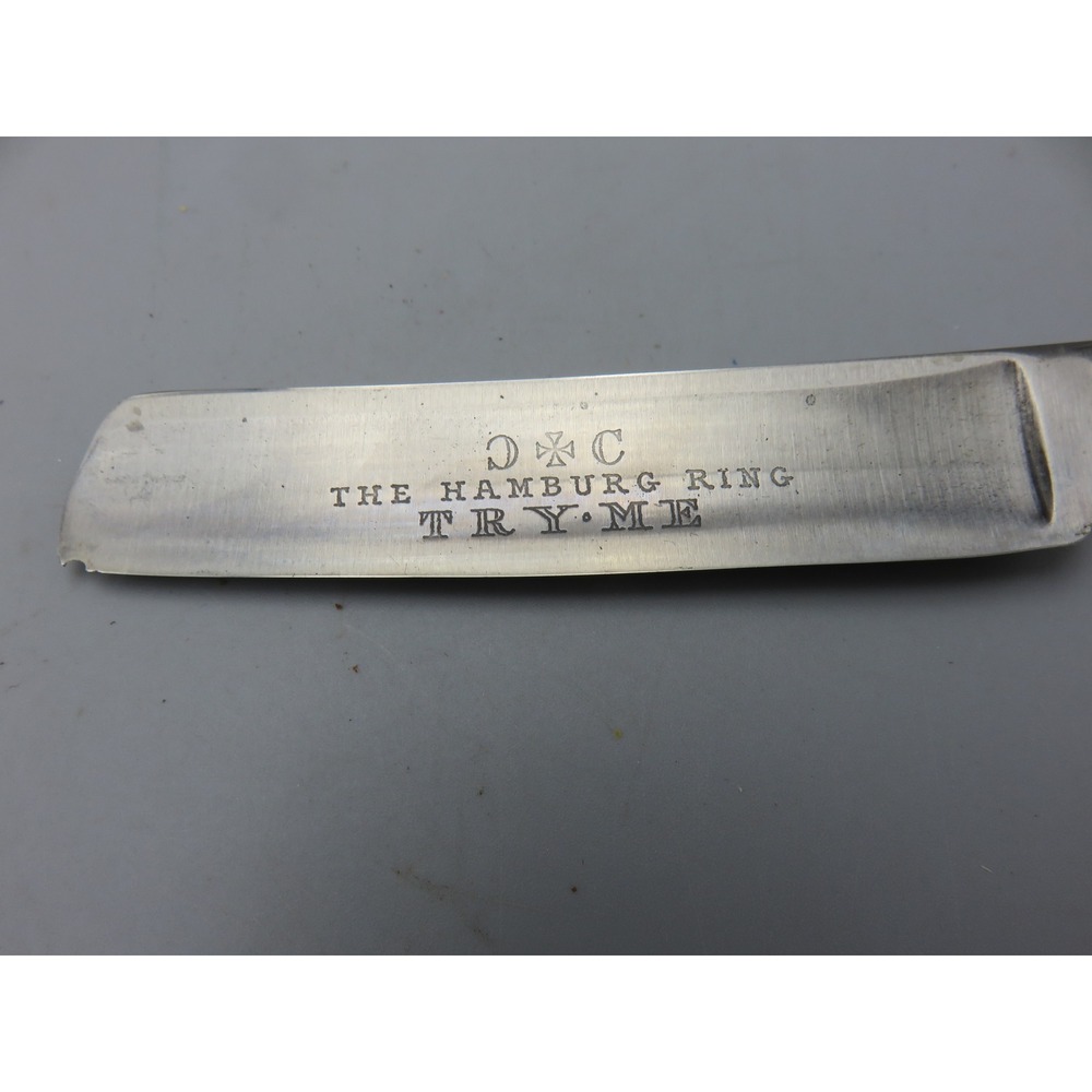 Vintage Joseph Elliot Best Silver Steel Straight Razor Hamburg Ring Try Me Black